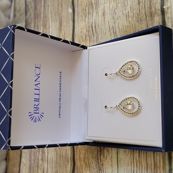 SWAROVSKI Marcasite and Crystal Drop Earrings. NWT - Picture 2 of 4